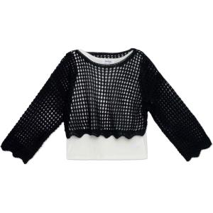 imageSpeechless Girls 2Piece Long Sleeve Crochet Sweater with TankNavy