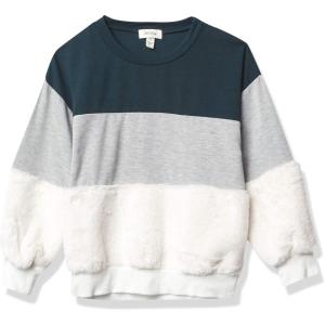 imageSpeechless Girls Colorblock SweatshirtBlackGreyIvory
