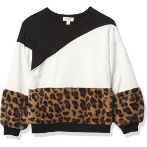 imageSpeechless Girls Colorblock SweatshirtIvoryBlackCheetah