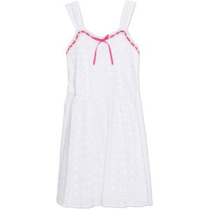 imageSpeechless Girls Cotton Eyelet Skater Dress with Shirred Straps ampamp Ribbon TieWhite