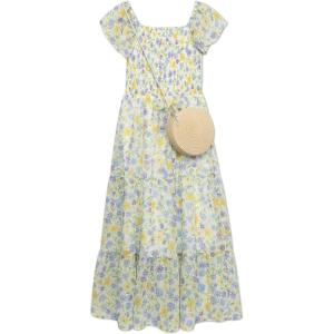 imageSpeechless Girls Flutter Sleeve Chiffon Maxi Tiered DressIvoryYellow