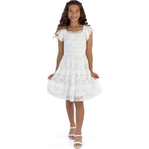 imageSpeechless Girls Flutter Sleeve Lace Tiered Party DressOffwhite