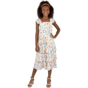 imageSpeechless Girls Flutter Sleeve Midi Tiered DressIvoryMulti