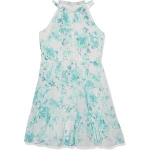 imageSpeechless Girls Halter Neck Fit and Flare Ruffled Party DressWhiteTurquoise