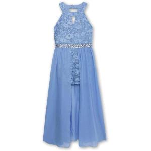 imageSpeechless Girls High Neck Romper Maxi WalkThrough Party DressPeriwinkle