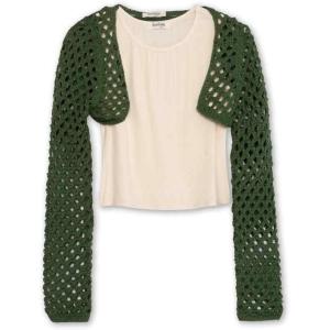 imageSpeechless Girls Knit Crochet Long Sleeve Shrug and TopOlive