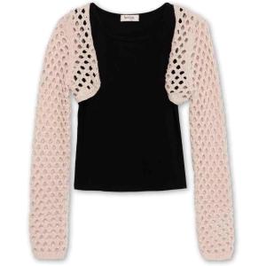 imageSpeechless Girls Knit Crochet Long Sleeve Shrug and TopTan