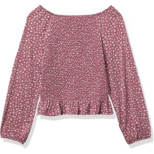 imageSpeechless Girls Long Balloon Sleeve Smocked TopBurgundyPink