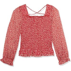 imageSpeechless Girls Long Balloon Sleeve Smocked TopRed