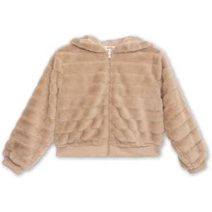 imageSpeechless Girls Long Sleeve Boxy Faux Fur JacketTan