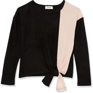 imageSpeechless Girls Long Sleeve Colorblock Tie Front TopBlackPink