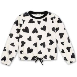 imageSpeechless Girls Long Sleeve Crewneck Pullover Plush SweatshirtIvoryblack
