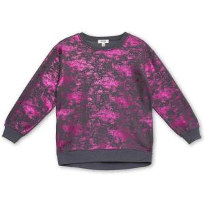 imageSpeechless Girls Long Sleeve Foil Print Fleece SweatshirtGreyFuchsia