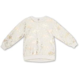 imageSpeechless Girls Long Sleeve Foil Print Fleece SweatshirtIvoryGold