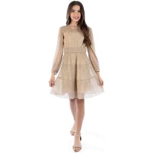imageSpeechless Girls Long Sleeve Plisse Party DressGold