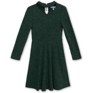 imageSpeechless Girls Long Sleeve Rib Knit Mock Neck DressHunter Green