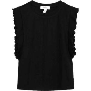 imageSpeechless Girls Rib Knit Flutter Sleeve TopBlack