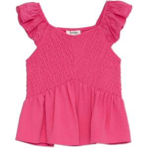 imageSpeechless Girls Ruffled Sleeve VNeck Smocked TopFuchsia