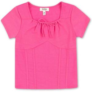imageSpeechless Girls Short Sleeve Jersey Knit Peasant TopHot Pink