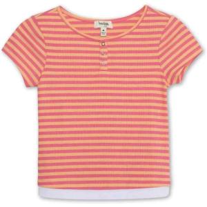 imageSpeechless Girls Short Sleeve Stripe Button Up TopCoral Stripe