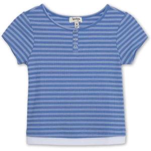 imageSpeechless Girls Short Sleeve Stripe Button Up TopPeriwinkle Stripe