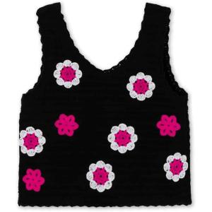 imageSpeechless Girls Sleeveless Floral Sweater Knit TopBlackPink Floral