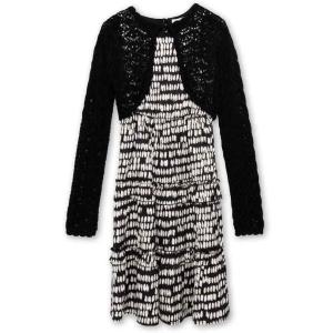 imageSpeechless Girls Sleeveless Midi Dress and Crochet ShrugBlackCream