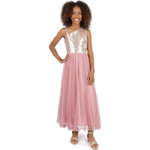 imageSpeechless Girls Sleeveless Sequin and Mesh Maxi Party DressGoldPink