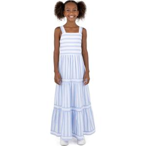 imageSpeechless Girls Striped Cotton Voile Maxi Dress with Smocked BackBlueWhite