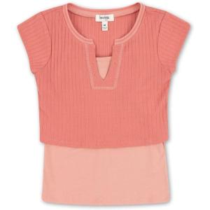 imageSpeechless Girls Tank Top and Cropped Short Sleeve 2 Piece Set TShirtCoral Pink