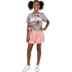 imageSpeechless girls Short Sleeve Cotton Rib Knit Tshirt and HairclipHeather GreyNew York