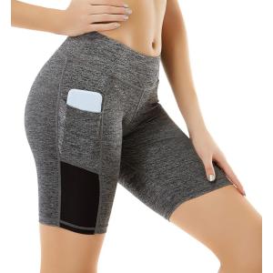 imageUhnice High Waist Yoga Shorts with Pockets Workout Tummy Control Sports Pants