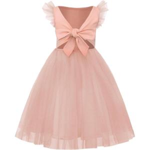 imageUhnice Toddler Girl Tie Back Tutu Casual Tulle DressPink