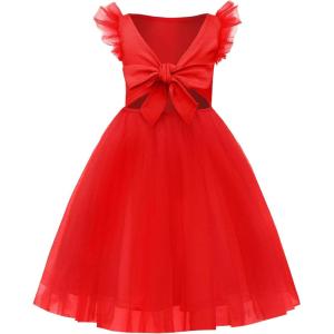 imageUhnice Toddler Girl Tie Back Tutu Casual Tulle DressRed