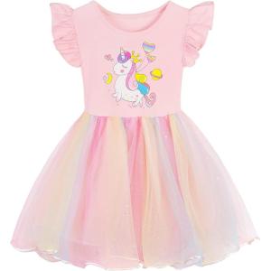 imageUhnice Toddler Girl Unicorn Rainbow Tulle Casual Tutu Dress