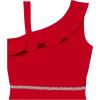 imageSpeechless Girls Ruffled One Shoulder Fit and Flare Sleeveless DressRed