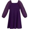 imageSpeechless Girls Scuba Crepe Party Dress with Long Sheer Dew Drop SleevesPlum