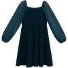 imageSpeechless Girls Scuba Crepe Party Dress with Long Sheer Dew Drop SleevesTeal