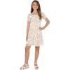imageSpeechless Girls Embroidered Mesh Short Sleeve Party Dress with Square NecklineIvoryNude