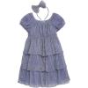 imageSpeechless Girls Short Sleeve Tiered Party Dress and HeadbandBlueLavender