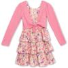 imageSpeechless Girls Sleeveless Tiered Dress and Tie Front CardiganCoralFuchsia Floral