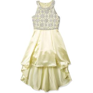 imageSpeechless Girls Circle Neck Party Dress with HighLow HemlineLight Yellow