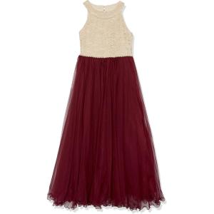 imageSpeechless Girls High Neck Full Length Party DressGoldBurgundy