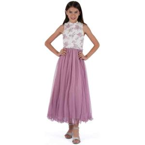 imageSpeechless Girls High Neck Full Length Party DressIvoryLavender