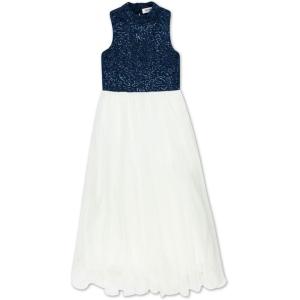 imageSpeechless Girls High Neck Full Length Party DressNavyIvory