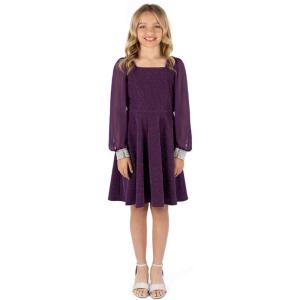 imageSpeechless Girls Long Sleeve Aline Party DressPlum