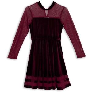 imageSpeechless Girls Long Sleeve Stretch Velvet Party DressBurgundy