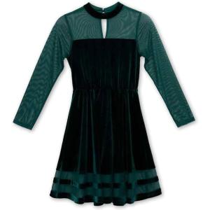 imageSpeechless Girls Long Sleeve Stretch Velvet Party DressHunter Green