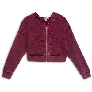 imageSpeechless Girls Long Sleeve Waffle Knit HoodieBerry Pink