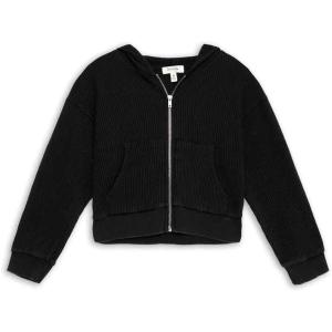 imageSpeechless Girls Long Sleeve Waffle Knit HoodieBlack